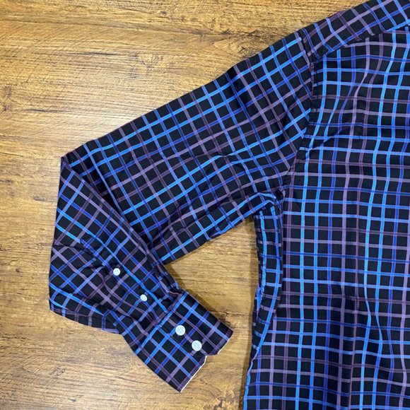 Robert Graham Black Blue Plaid Classic Fit Button Up Casual Dress Shirt‎ Men's M - Picture 5 of 12